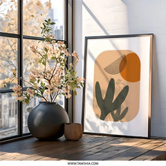 Abstract Plant Wall Art, Modern Geometric Print, Minimalist Home Decor, Boho Art Print, Trendy Wall Hanging - Tawshia