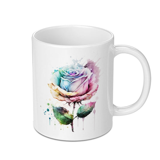 Watercolor Rose Mug, Floral Coffee Mug, Unique Flower Mug, Colorful Rose Design, Gift for Her, Novelty Mug, Rose Lover Gift, Cute Mug - Tawshia