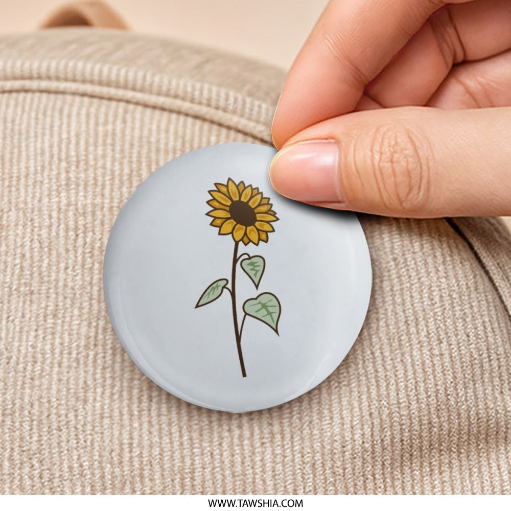 Sunflower Pinback Button, Floral Button Badge, Cute Flower Pin, Botanical Accessory, Summer Vibes, Nature Lover Gift, Aesthetic Button - Tawshia