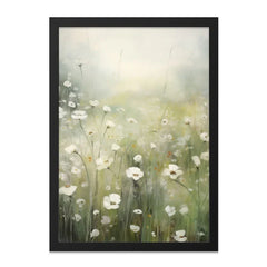 White Flower Field Wall Art, Floral Meadow Print, Botanical Landscape Decor, Spring Wall Hanging, Nature Inspired Artwork, Home Decor - Tawshia