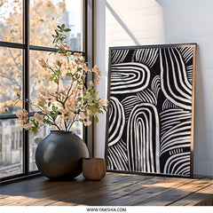 Abstract Wall Art, Black and White Decor, Line Art Print, Modern Wall Decor, Minimalist Art, Unique Wall Hanging, Home Decor, Abstract - Tawshia
