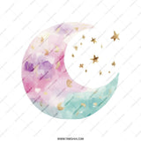 Moon Tote Bag, Watercolor Crescent Moon, Starry Sky, Celestial Tote Bag, Elegant Tote Bag, Versatile Bag, Stylish Tote, Gift Idea - Tawshia