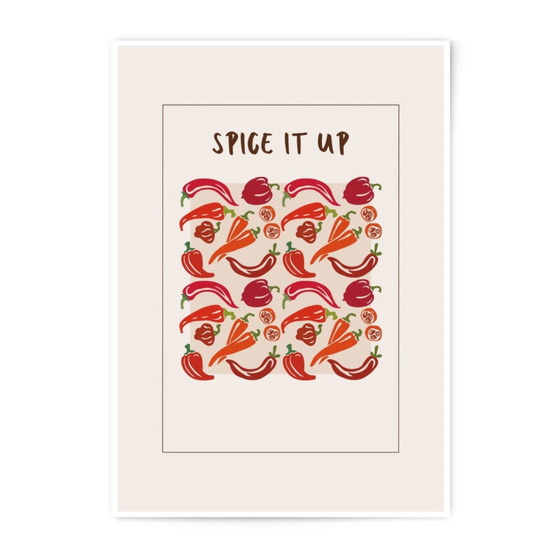 Spice It Up Photographic Print, Chili Pepper Art, Foodie Gift, Kitchen Decor, Culinary Art Print, Home Decor, Wall Art - Tawshia