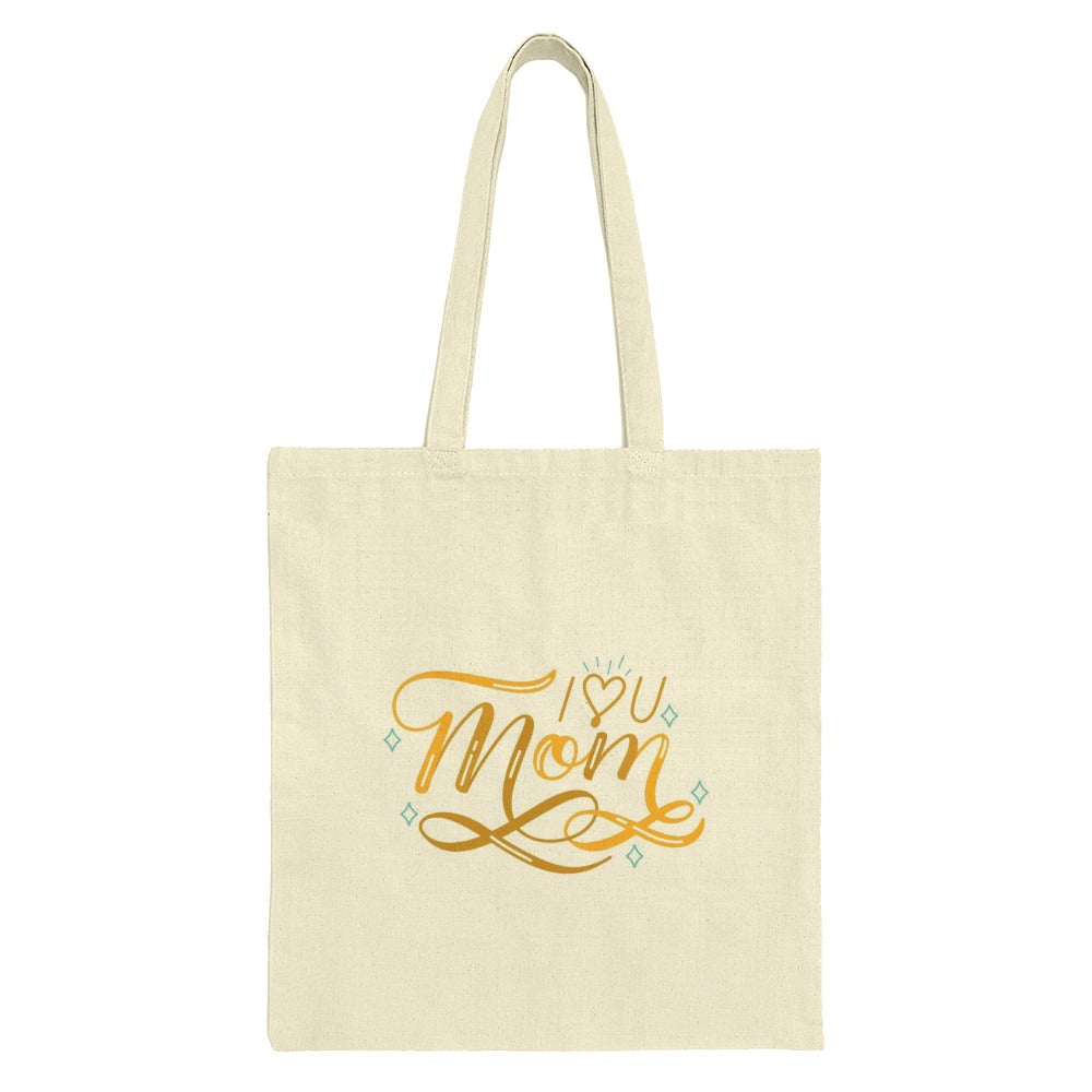 I Love You Mom Tote Bag, Mother's Day Gift, Gold Lettering Design, Unique Mom Gift Idea, Shopping Bag, Everyday Use Bag - Tawshia