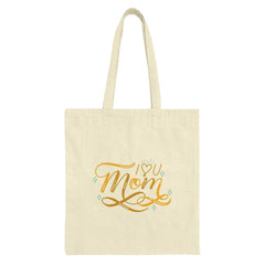 I Love You Mom Tote Bag, Mother's Day Gift, Gold Lettering Design, Unique Mom Gift Idea, Shopping Bag, Everyday Use Bag - Tawshia