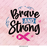 Brave and Strong Pinback, Breast Cancer Awareness Pin, Support Ribbon Badge, Fight Like a Girl Button, Survivor Gift, Hope Ribbon Pin - Tawshia