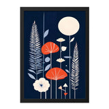 Abstract Floral Wall Art, Botanical Print, Modern Art Print, Flower Wall Decor, Nature Inspired Art, Navy Blue and Orange Wall Art - Tawshia