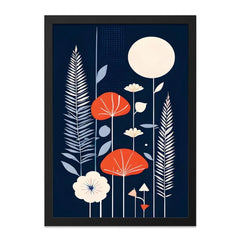 Abstract Floral Wall Art, Botanical Print, Modern Art Print, Flower Wall Decor, Nature Inspired Art, Navy Blue and Orange Wall Art - Tawshia