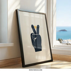 Peace Sign Wall Art, Hand Gesture Print, Love Heart Art, Minimalist Design, Modern Home Decor, Trendy Art Print - Tawshia