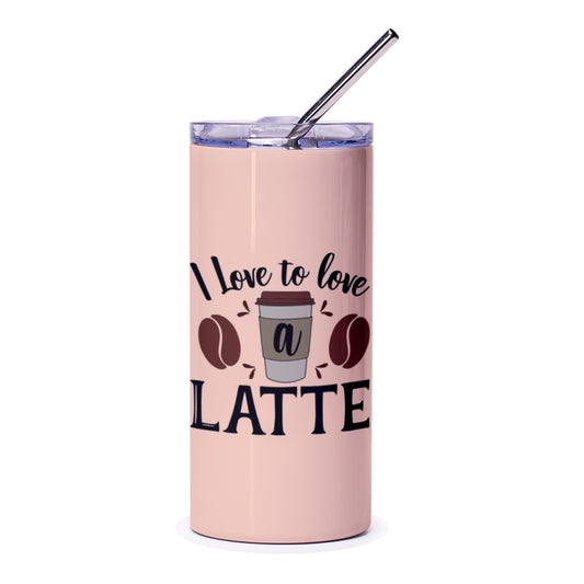 Latte Lover Tumbler, Coffee Lover Gift, I Love Latte Tumbler, Coffee Bean Tumbler, Latte Art Tumbler, Drinkware for Coffee Addicts - Tawshia