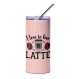 Latte Lover Tumbler, Coffee Lover Gift, I Love Latte Tumbler, Coffee Bean Tumbler, Latte Art Tumbler, Drinkware for Coffee Addicts - Tawshia