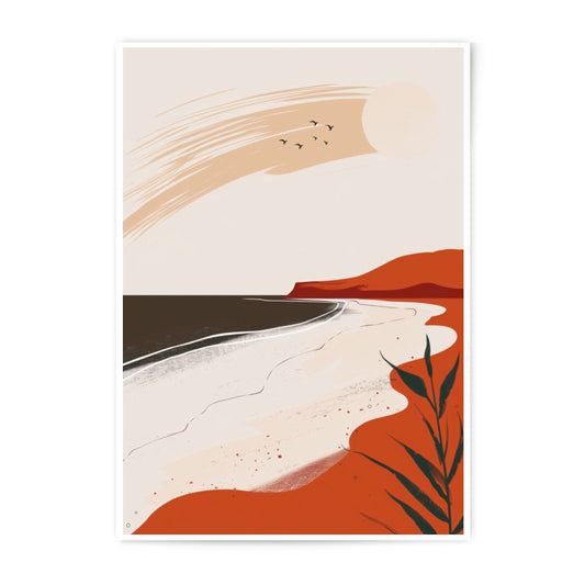 Minimalist Beach Photographic Print, Abstract Seascape Wall Art, Modern Coastal Home Decor, Sunset Ocean View, Neutral Tones Art Print - Tawshia