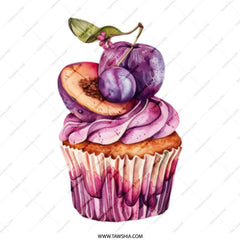 Plum Cupcake Mug, Watercolor Fruit Mug, Pastry Lover Gift, Dessert Mug, Kitchen Decor, Foodie Gift, Baking Mug, Coffee Cup, Tea Mug - Tawshia