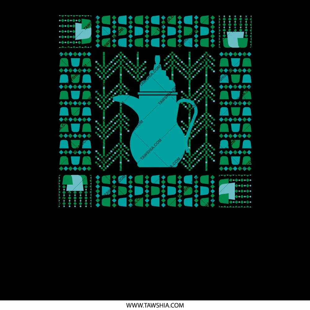 Traditional Teapot Design Artwork with Cups Wall Art product