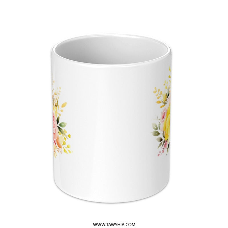 Floral Bouquet Mug, Watercolor Roses, Flower Lover Gift, Unique Coffee Mug, Elegant Tea Cup, Birthday Present, Artistic Mug Design - Tawshia