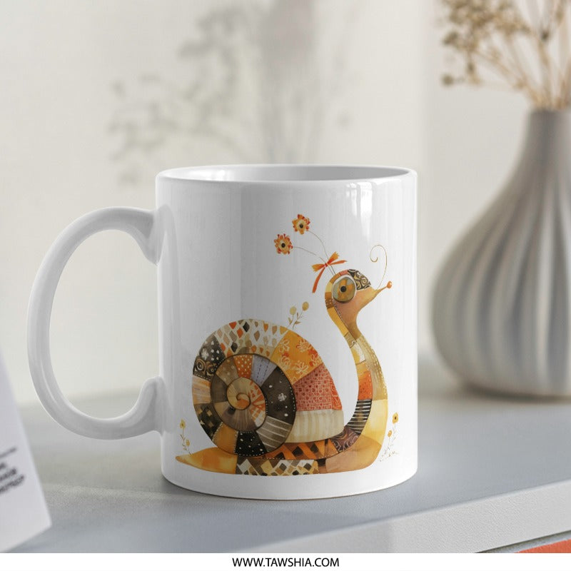 Watercolor Snail Mug, Cute Animal Coffee Mug, Quirky Snail Art, Unique Gift Idea, Snail Lover Gift, Decorative Mug - Tawshia
