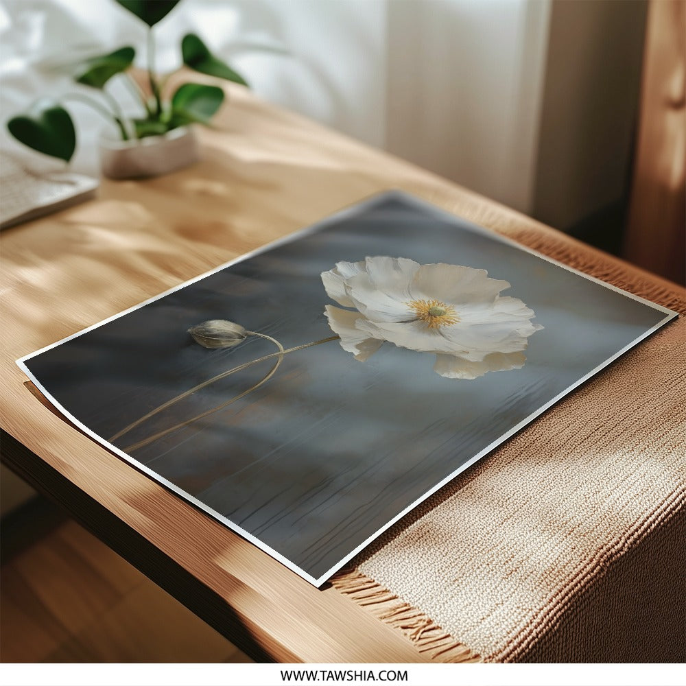White Poppy Photographic Print, Floral Wall Art, Botanical Home Decor, Fine Art Print, Modern Art, Flower Photography - Tawshia