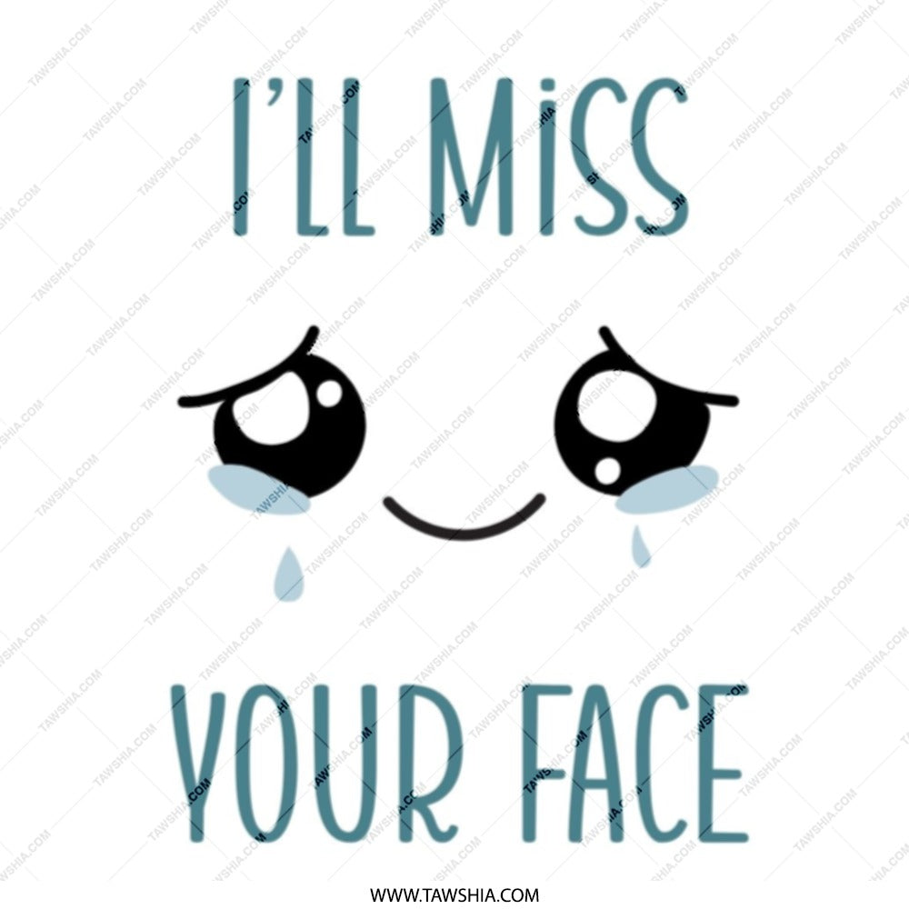 Ill Miss Your Face Tote Bag, Cute Crying Eyes, Funny Goodbye Gift, Farewell Present, Kawaii Style, Trendy, Unique, Gift Idea - Tawshia