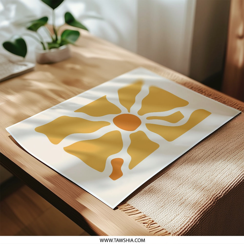 Abstract Sun Photographic Print, Modern Art Print, Geometric Wall Art, Minimalist Decor, Orange Art Print, Home Decor, Art Prints, Wall - Tawshia