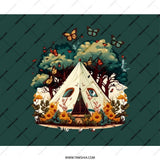 Camping Tent Mouse Pad, Butterfly Mousepad, Nature Lover Gift, Forest Adventure, Unique Desk Decor, Office Accessory, Computer Mat - Tawshia