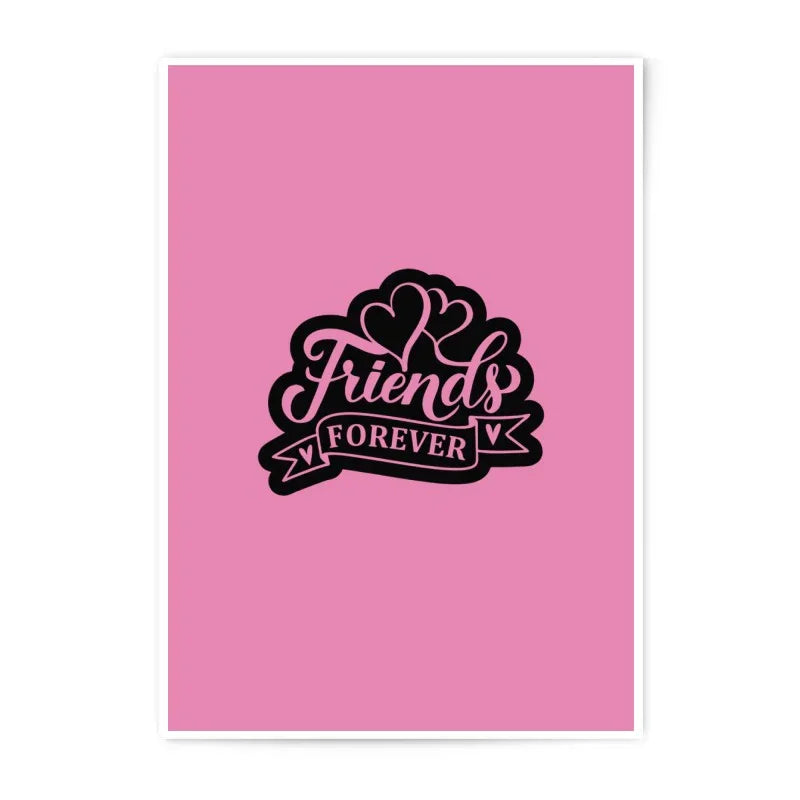 Friends Forever Photographic Prints, Friendship Wall Art, Pink Decor, Gift For Best Friend, Home Decor, Minimalist Art - Tawshia