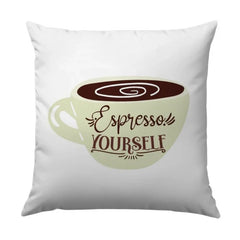 Espresso Yourself Pillow, Coffee Lover Gift, Cozy Home Decor, Unique Pillow Design, Cute Coffee Cup Pillow - Tawshia