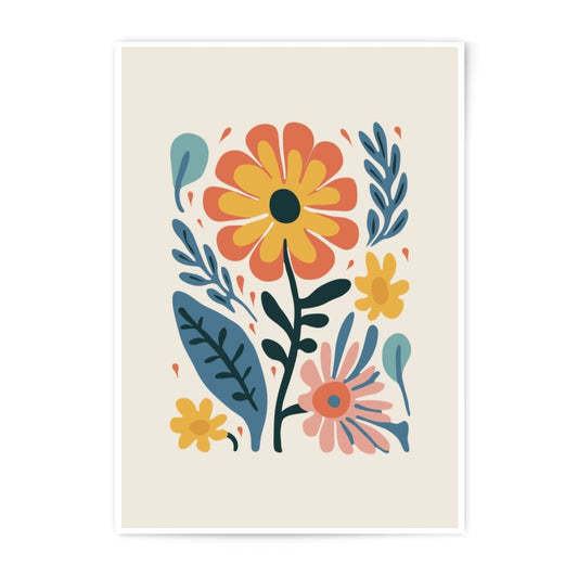 Floral Photographic Print, Retro Flower Art Print, Colorful Flower Illustration, Botanical Wall Art, Trendy Home Decor, Gift Idea - Tawshia