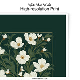 Floral Photographic Print, White Anemone Art, Botanical Wall Decor, Elegant Flower Photo, Green and White Artwork, Nature Photography - Tawshia