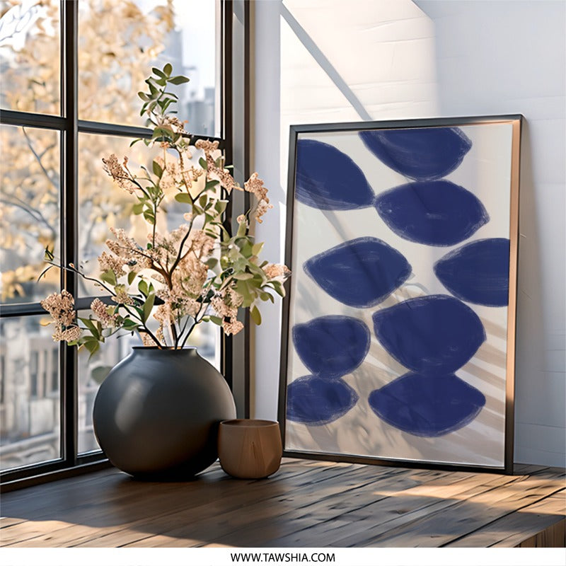Abstract Blue Shapes Wall Art, Minimalist Art Print, Modern Home Decor, Contemporary Art, Stylish Wall Decor, Unique Artwork - Tawshia