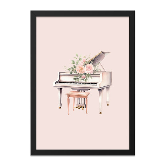Floral Piano Wall Art, Watercolor Music Room Decor, Elegant Instrument Art, Gift for Pianist, Grand Piano Print, Stylish Home Decor - Tawshia