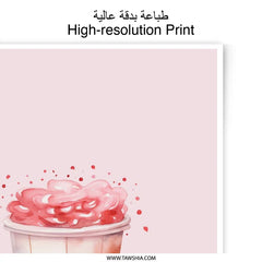 Valentines Day Art Photographic Prints, Heart Cup Painting, Love Watercolor Print, Valentine's Gift Idea, Romantic Home Decor - Tawshia