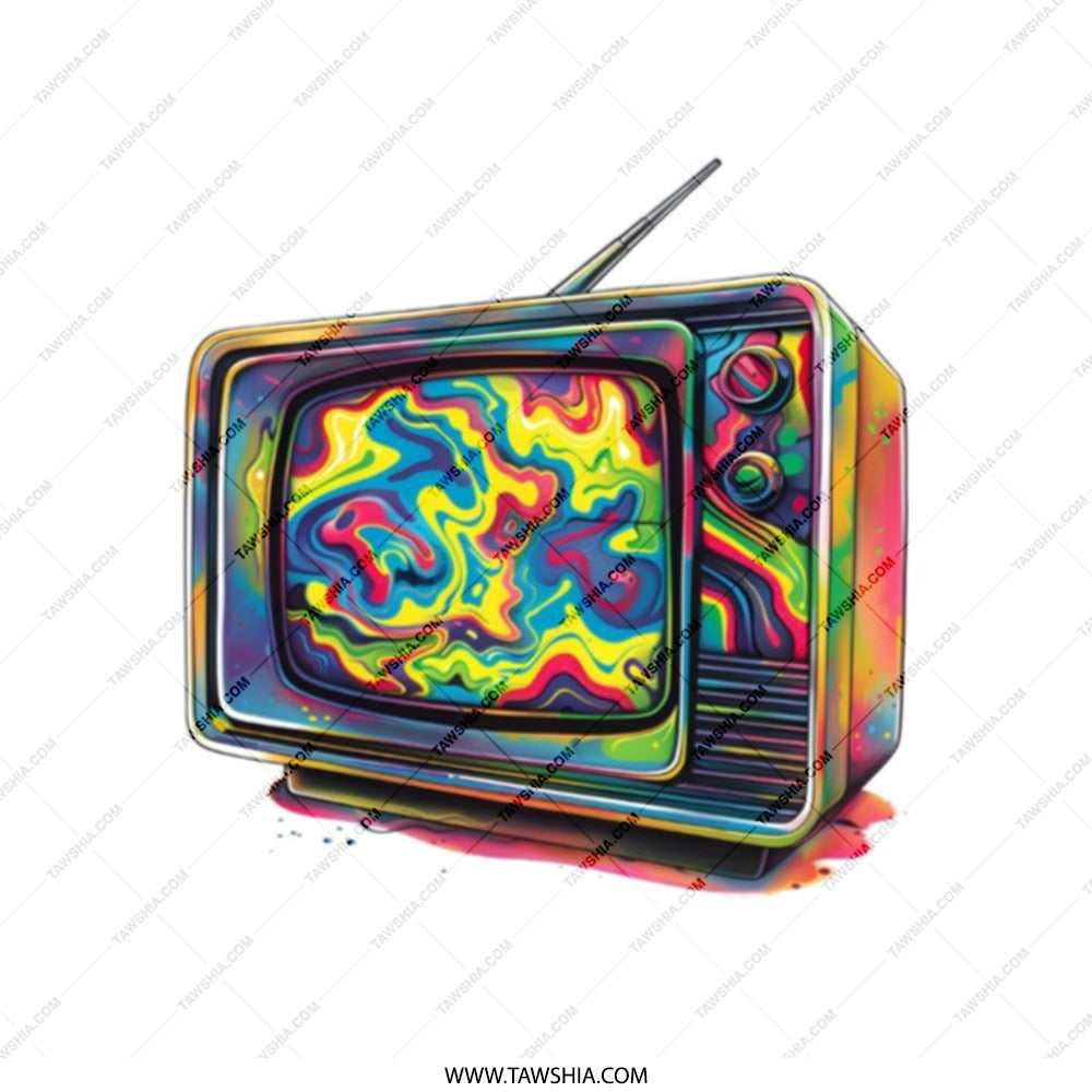 Retro TV Tote Bag, Psychedelic Art, Colorful Television, Unique Design, Gift for Art Lovers, Trendy Shopping Bag (137 characters) - Tawshia