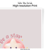 Be a Star Photographic Prints, Nursery Decor, Kawaii Art, Positive Quote, Childrens Room Art, Shine Bright, Pastel Decor - Tawshia
