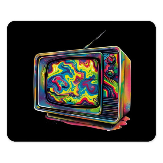 Retro TV Mouse Pad, Colorful Swirls Design, Vintage Television Art, Desk Accessory, Unique Computer Decor, Gift Idea for Geeks and Gamers - Tawshia