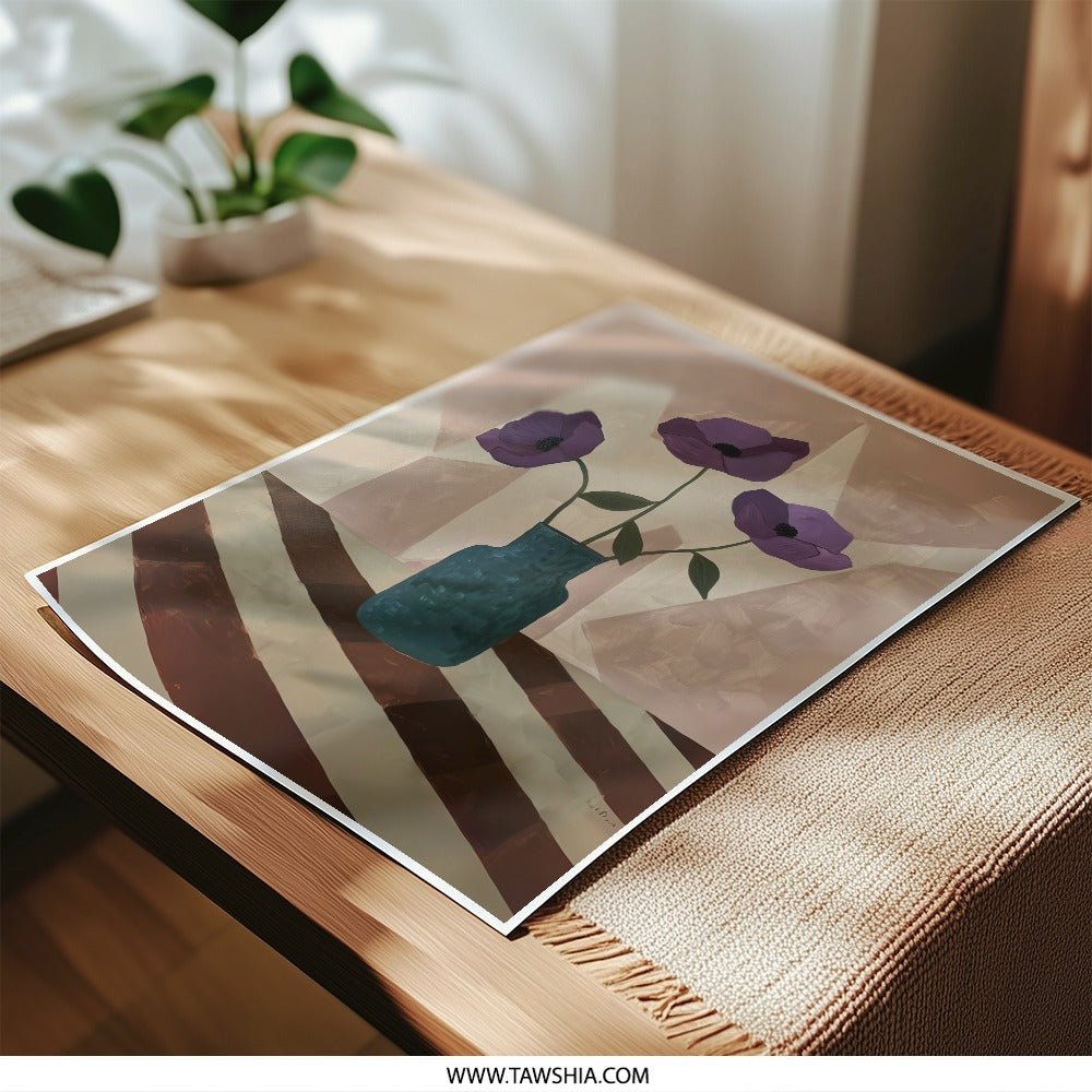 Purple Flower Photographic Print, Floral Art Print, Home Decor, Still Life Art, Botanical Wall Art, Modern Art Print, Wall Decor, Gift Idea - Tawshia