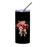 Floral Bouquet Tumbler, Rose and Daisy Tumbler, Elegant Flower Gift, Gift for Her, Floral Tumbler with Straw, Botanical Design - Tawshia