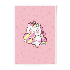 Cute Unicorn Photographic Prints, Heart Art Prints, Pink Art Prints, Girl Room Decor, Nursery Wall Art, Childrens Art Prints - Tawshia
