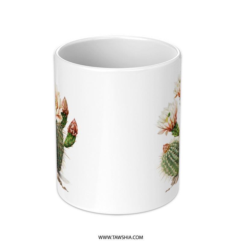 Cactus Flower Mug, Botanical Plant Art, Floral Design Mug, Desert Plant Mug, Garden Lover Gift, Unique Mug Gift, Spring Decor Mug - Tawshia