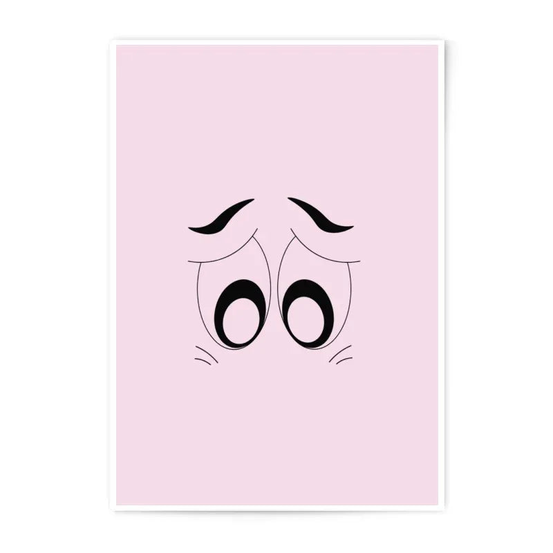 Cartoon Eyes Photographic Prints, Minimalist Art Prints, Home Decor Prints, Wall Art Prints, Sad Eyes Art, Pink Art Prints, Cute Eyes - Tawshia