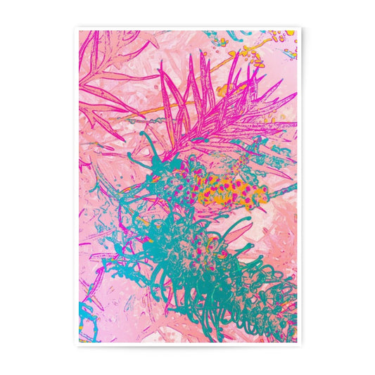 Abstract Banksia Photographic Print, Pink Teal Floral Art, Botanical Wall Decor, Modern Art Print - Tawshia