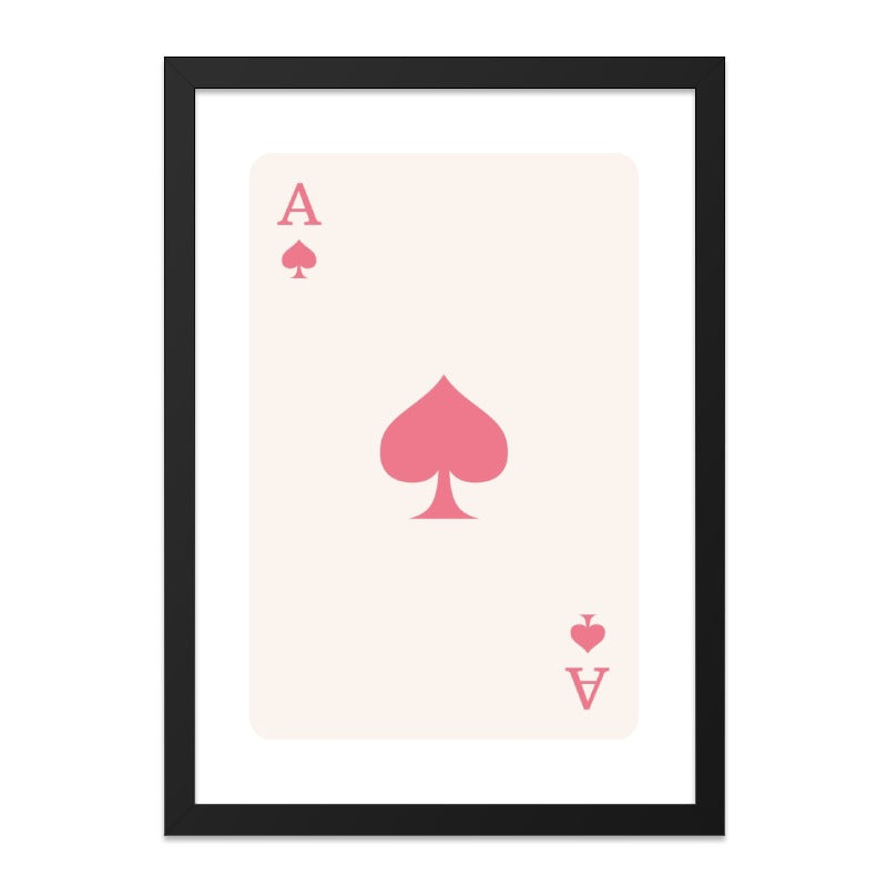 Ace of Spades Wall Art, Pink Playing Card Print, Minimalist Poker Art, Modern Casino Decor, Game Room Wall Decor, Card Player Gift - Tawshia