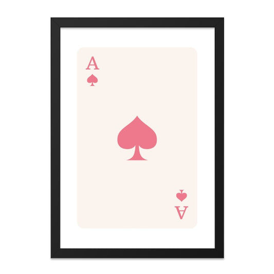 Ace of Spades Wall Art, Pink Playing Card Print, Minimalist Poker Art, Modern Casino Decor, Game Room Wall Decor, Card Player Gift - Tawshia