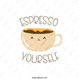 Espresso Yourself Pillow, Coffee Lover Gift, Cute Coffee Cup Home Decor, Kawaii Pillow, Funny Coffee Saying Pillow, Home Decor Pillow - Tawshia