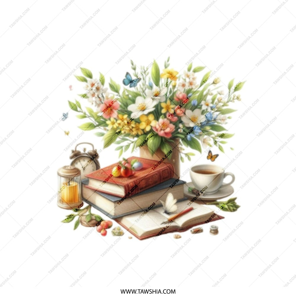 Books and Flowers Tote Bag, Floral Book Lover, Reading Gift Bag, Spring Bouquet Tote, Cozy Still Life Tote, Bookworm Accessories - Tawshia