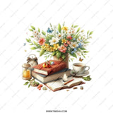 Books and Flowers Tote Bag, Floral Book Lover, Reading Gift Bag, Spring Bouquet Tote, Cozy Still Life Tote, Bookworm Accessories - Tawshia