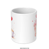 Cupcake Heart Mug, Coffee Cup Mug, Watercolor Mug, Valentine Mug, Pink Mug, Gift Mug, Cute Mug, Foodie Mug (130 characters) - Tawshia