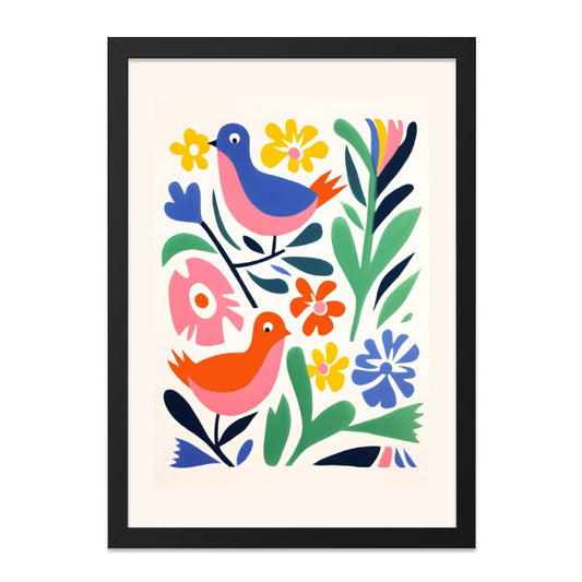 Colorful Birds Wall Art, Floral Wall Decor, Modern Bird Illustration, Whimsical Art Print, Nature Inspired Artwork, Home Decor, Wall Art - Tawshia