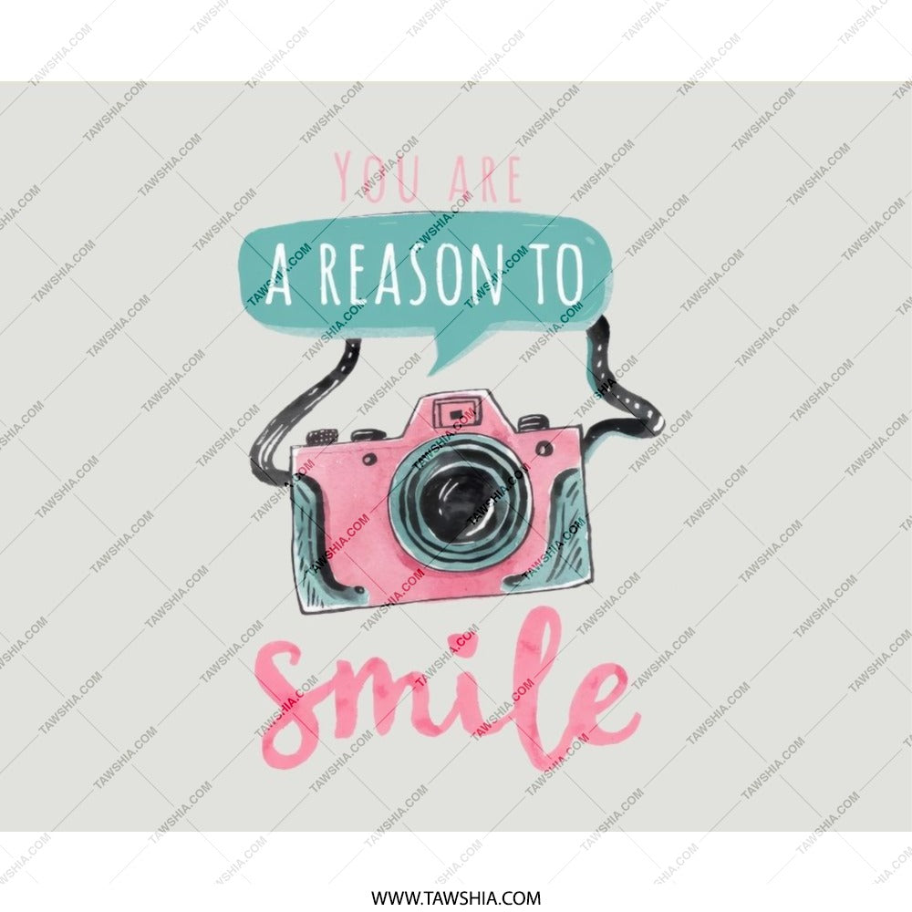 You Are A Reason To Smile Mouse Pad, Pink Camera Art Mousepad, Office Decor Mousepad, Inspirational Quote Mouse Pad, Gift Idea - Tawshia