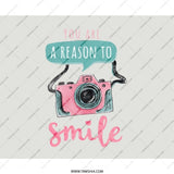 You Are A Reason To Smile Mouse Pad, Pink Camera Art Mousepad, Office Decor Mousepad, Inspirational Quote Mouse Pad, Gift Idea - Tawshia