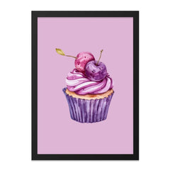 Cherry Cupcake Wall Art, Purple Pink Watercolor Painting, Sweet Treat Decor, Foodie Gift Idea, Dessert Print, Kitchen Art (138) - Tawshia
